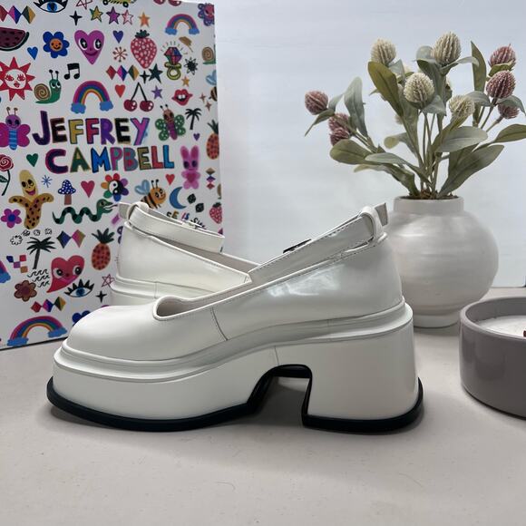 Jeffery Campbell Empath Patent Leather Mary Jane Platform White Women 6 NWB - Picture 7 of 11